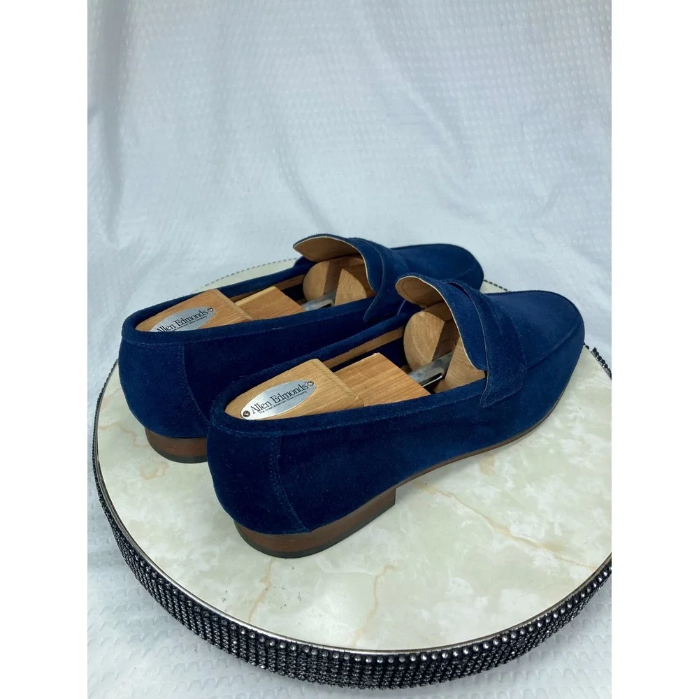 Steve Madden Soto Suede Penny Loafers Mens Sz 13 Navy Blue Office Slip  On Shoes